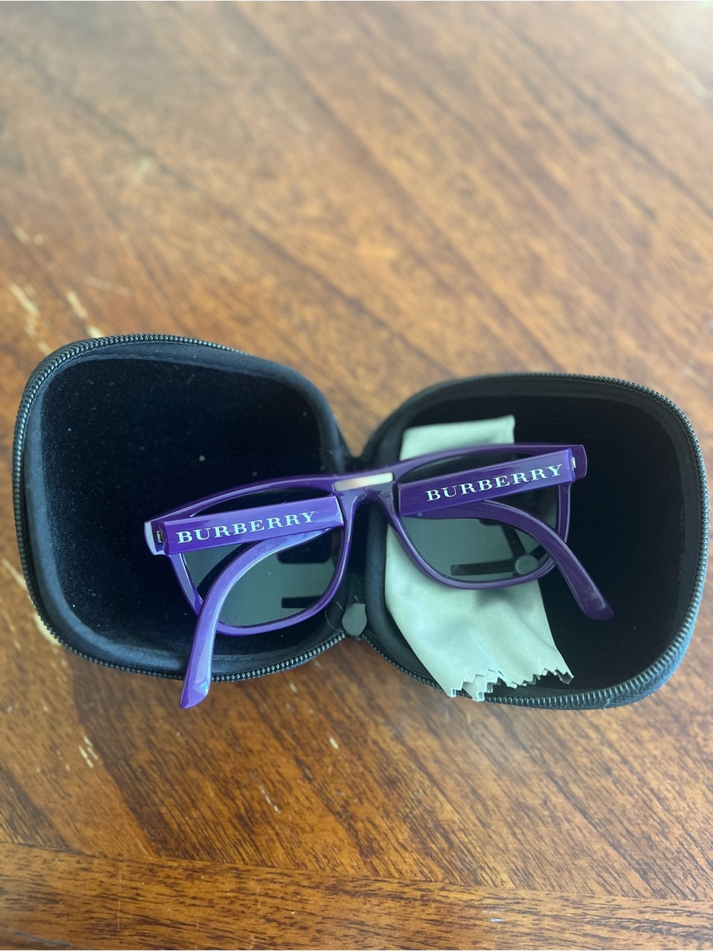 Burberry Square Foldable Purple Sunglasses with Logo Temples